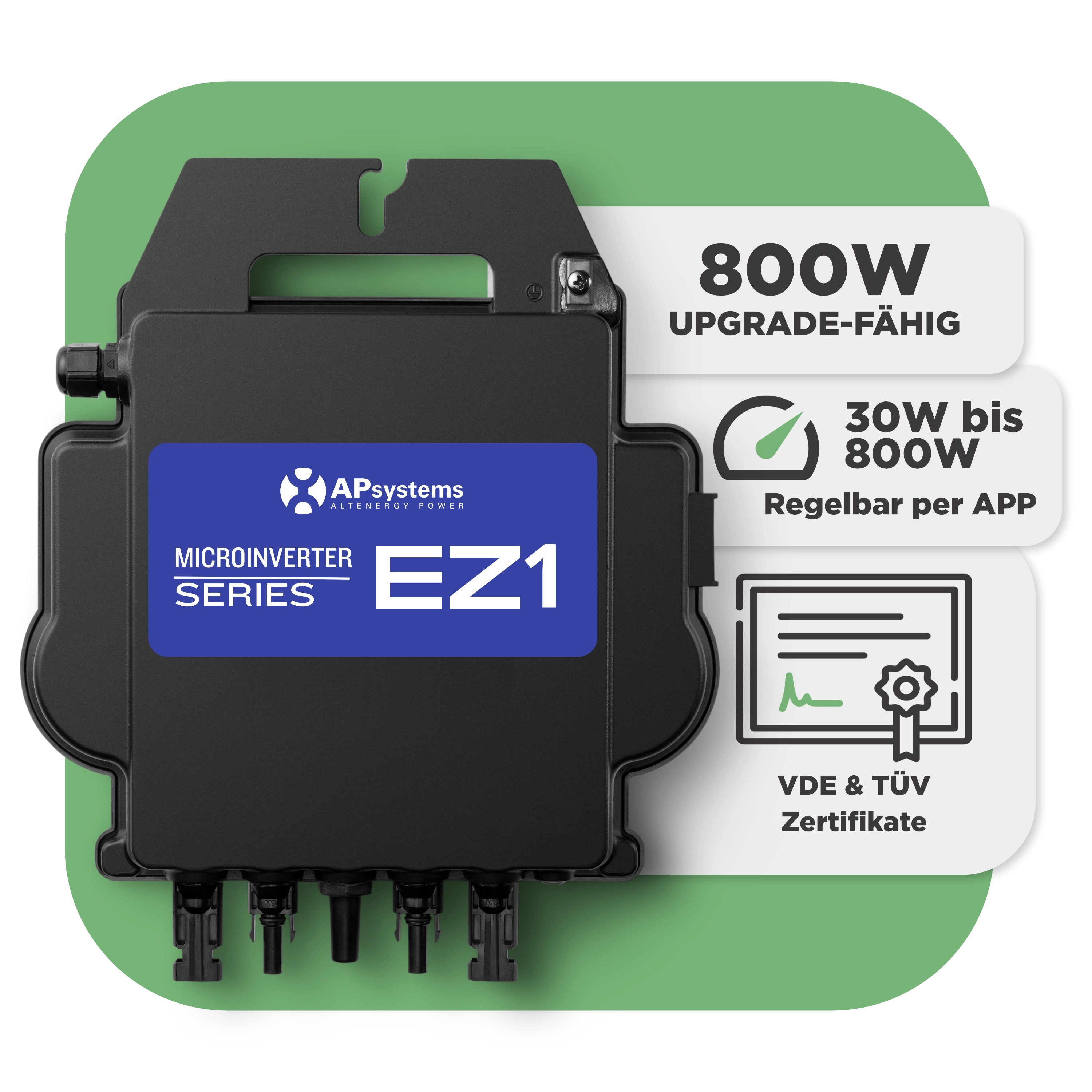 Balkonkraftwerk mit Ultraleicht-Modulen 600 Wp — APsystems EZ1-M 800 W / Sunman / 150 Wp (89 cm x 102 cm) / 4 Module / ohne Kabel