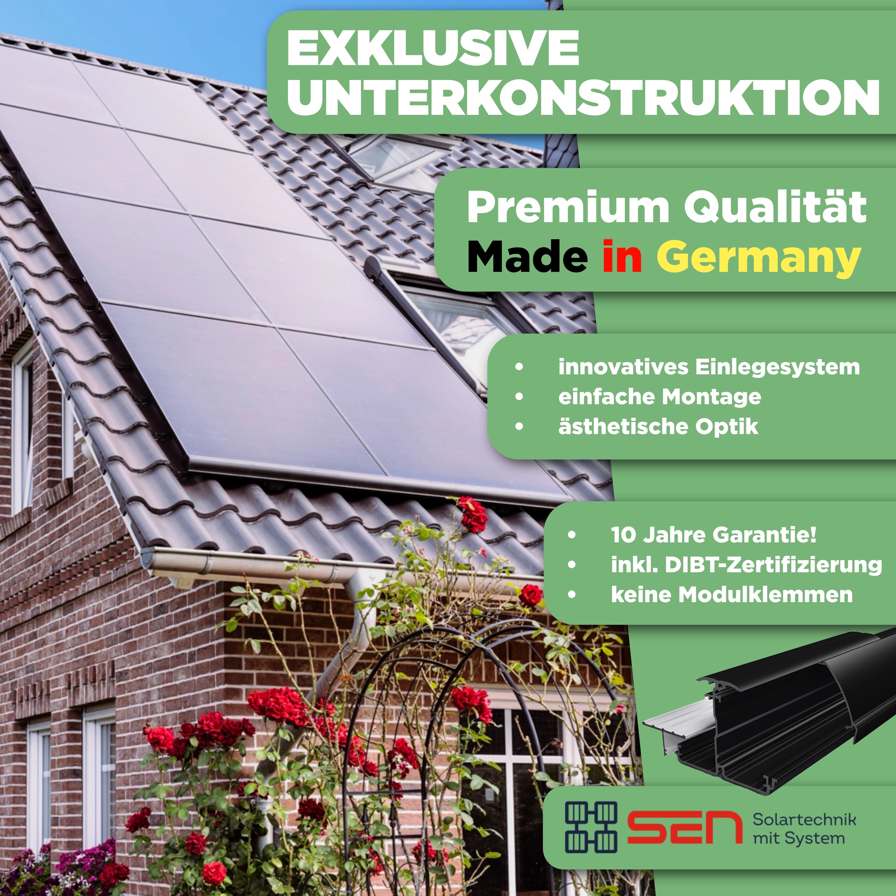 Balkonkraftwerk Wand 1660 Wp — APsystems EZ1-M 800 W / Trina Solar / 415 Wp (Full Black, Glas-Folie) / zwei Reihen quer / 4 Module / 5 m